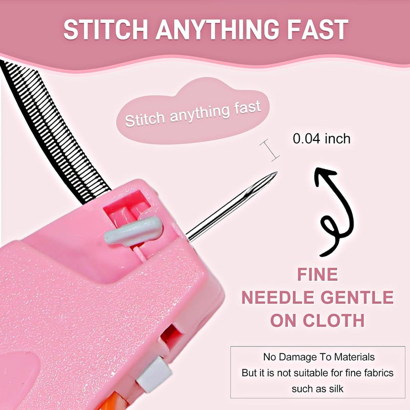 TANKITIAL Stitch Gun for Clothes， Handheld Stitch Gun Quick Clothing Fixer，Sewing Kit Includes 1,000 Black Fasteners & 1,000 White Fasteners & 6 Needles (Pink-orange) - Image 3